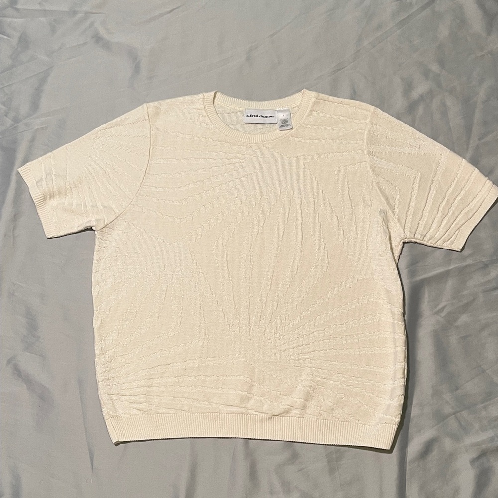 Alfred Dunner Cream Crew Neck Sweater short sleeves Women Size L.